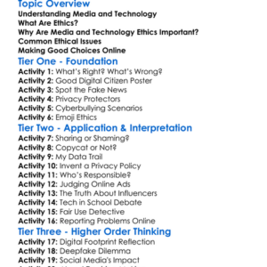 Media And Technology Ethics Worksheet Activity Booklet