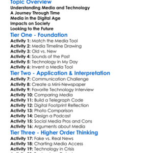 Media And Technology Evolution Worksheet Activity Booklet