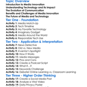 Media And Technology Innovation Worksheet Activity Booklet