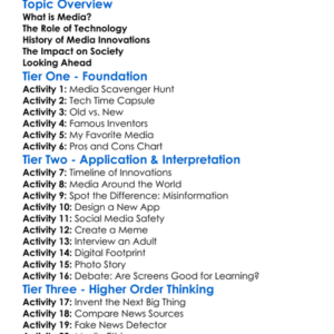 Media And Technology Innovations Worksheet Activity Booklet