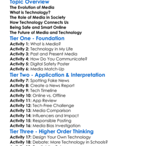Media And Technology Worksheet Activity Booklet