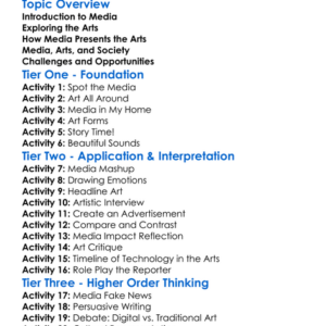 Media And The Arts Worksheet Activity Booklet