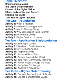 Media And The Digital Divide Worksheet Activity Booklet