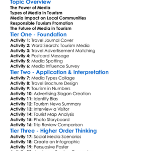 Media And Tourism Worksheet Activity Booklet