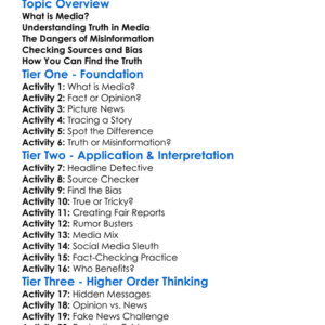 Media And Truth Worksheet Activity Booklet