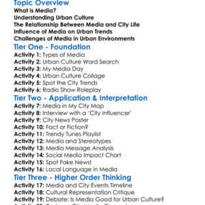 Media And Urban Culture Worksheet Activity Booklet