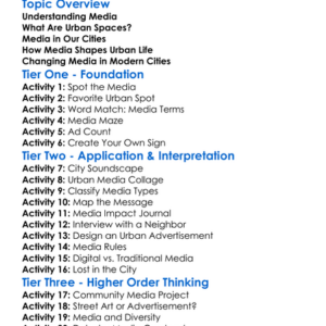 Media And Urban Spaces Worksheet Activity Booklet