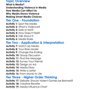Media And Violence Worksheet Activity Booklet