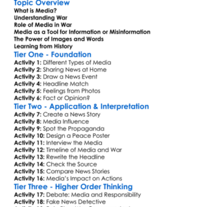 Media And War Worksheet Activity Booklet