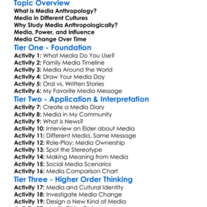Media Anthropology Worksheet Activity Booklet