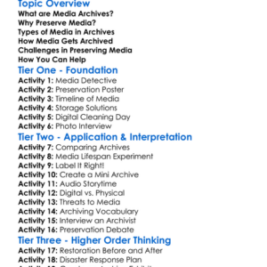 Media Archives And Preservation Worksheet Activity Booklet