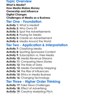 Media As A Business Worksheet Activity Booklet