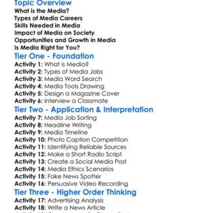 Media As A Career Worksheet Activity Booklet