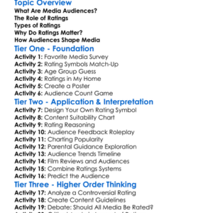 Media Audiences And Ratings Worksheet Activity Booklet
