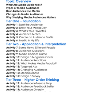 Media Audiences Worksheet Activity Booklet