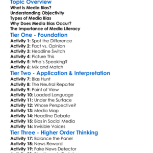 Media Bias And Objectivity Worksheet Activity Booklet