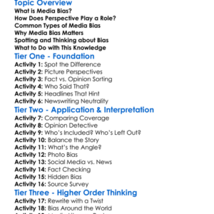 Media Bias And Perspective Worksheet Activity Booklet