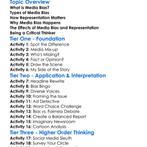 Media Bias And Representation Worksheet Activity Booklet