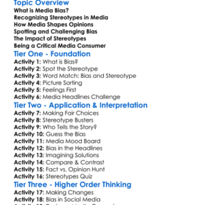 Media Bias And Stereotypes Worksheet Activity Booklet