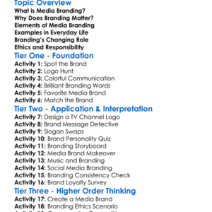 Media Branding Worksheet Activity Booklet