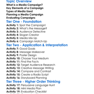 Media Campaign Development Worksheet Activity Booklet