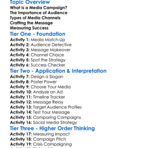 Media Campaign Strategies Worksheet Activity Booklet
