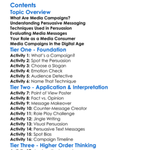 Media Campaigns And Persuasive Messaging Worksheet Activity Booklet