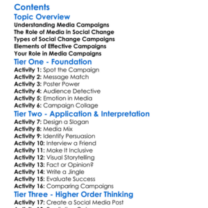 Media Campaigns For Social Change Worksheet Activity Booklet