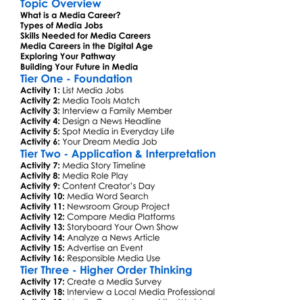 Media Career Pathways Worksheet Activity Booklet