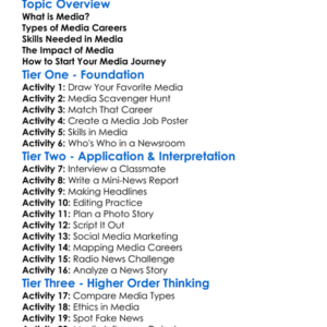 Media Careers Exploration Worksheet Activity Booklet