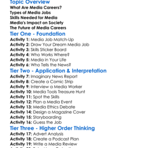 Media Careers Worksheet Activity Booklet