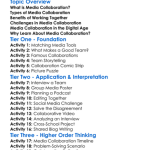 Media Collaboration Worksheet Activity Booklet