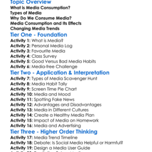 Media Consumption Habits Worksheet Activity Booklet