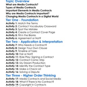 Media Contracts Worksheet Activity Booklet
