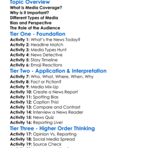 Media Coverage Of Current Events Worksheet Activity Booklet