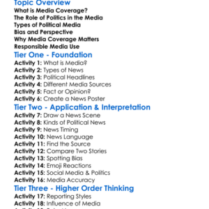Media Coverage Of Politics Worksheet Activity Booklet