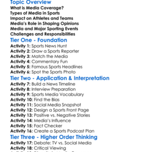 Media Coverage Of Sports Worksheet Activity Booklet