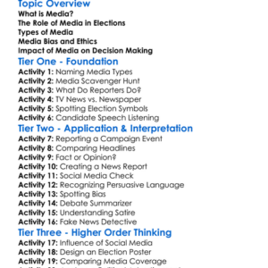 Media During Elections Worksheet Activity Booklet