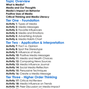 Media Effects On Behavior Worksheet Activity Booklet