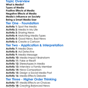 Media Effects On Society Worksheet Activity Booklet