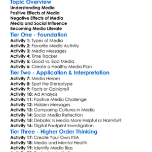 Media Effects On Youth And Society Worksheet Activity Booklet