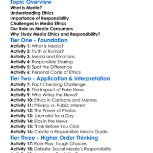 Media Ethics And Responsibility Worksheet Activity Booklet