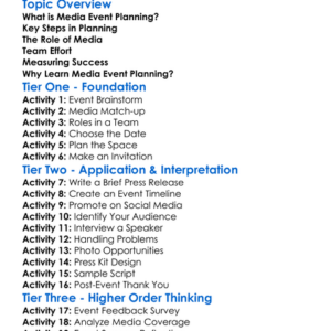Media Event Planning Worksheet Activity Booklet