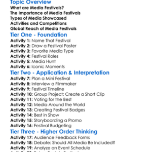 Media Festivals Worksheet Activity Booklet