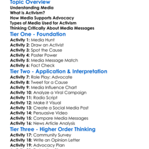 Media For Activism And Advocacy Worksheet Activity Booklet