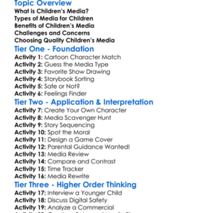 Media For Children Worksheet Activity Booklet