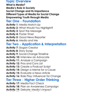Media For Social Change Worksheet Activity Booklet
