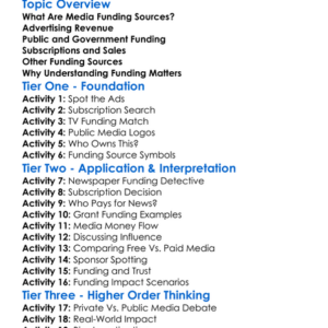 Media Funding Sources Worksheet Activity Booklet