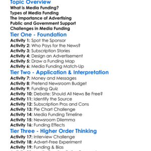 Media Funding Worksheet Activity Booklet