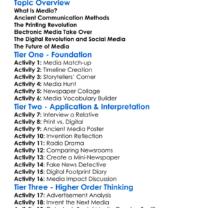 Media History And Evolution Worksheet Activity Booklet